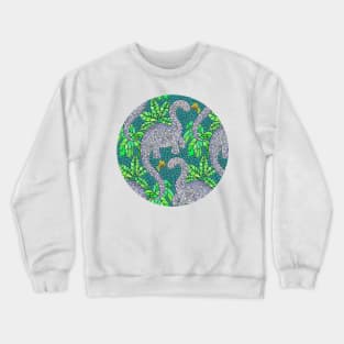 Mosaic Dinosaurs and Hummingbirds Crewneck Sweatshirt